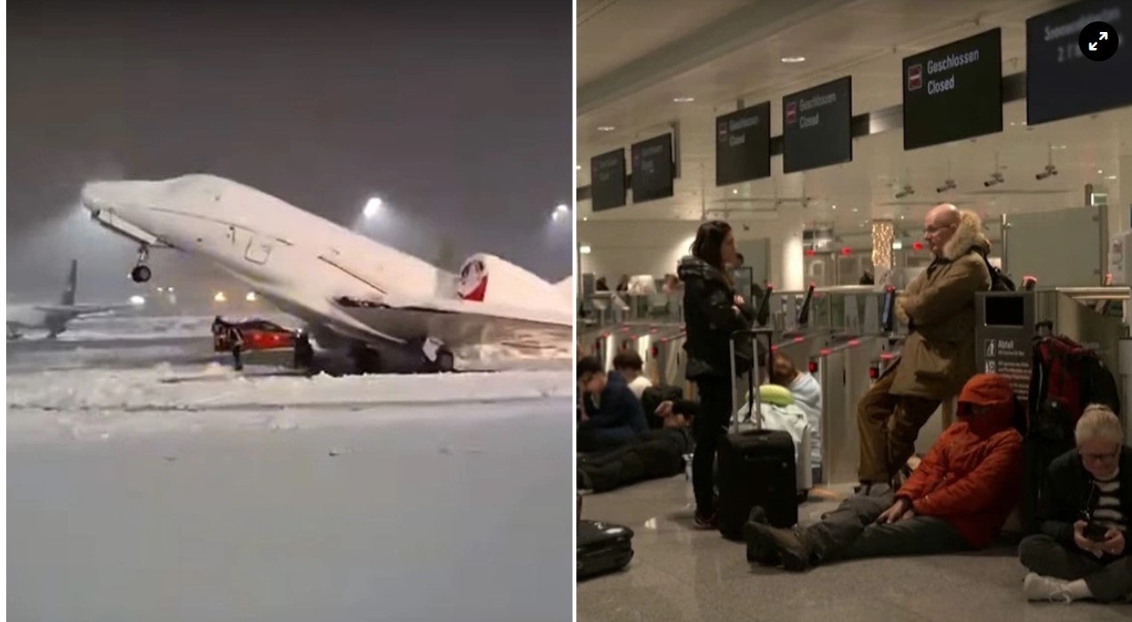 Χάος στο αεροδρόμιο του Μονάχου - Ακυρώθηκαν πτήσεις, αεροπλάνα «κόλλησαν» στα χιόνια